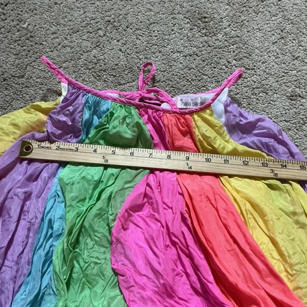 Habla‎ Boo Girls Rainbow Silk Tiered Sundress Spaghetti Strap Size 6X